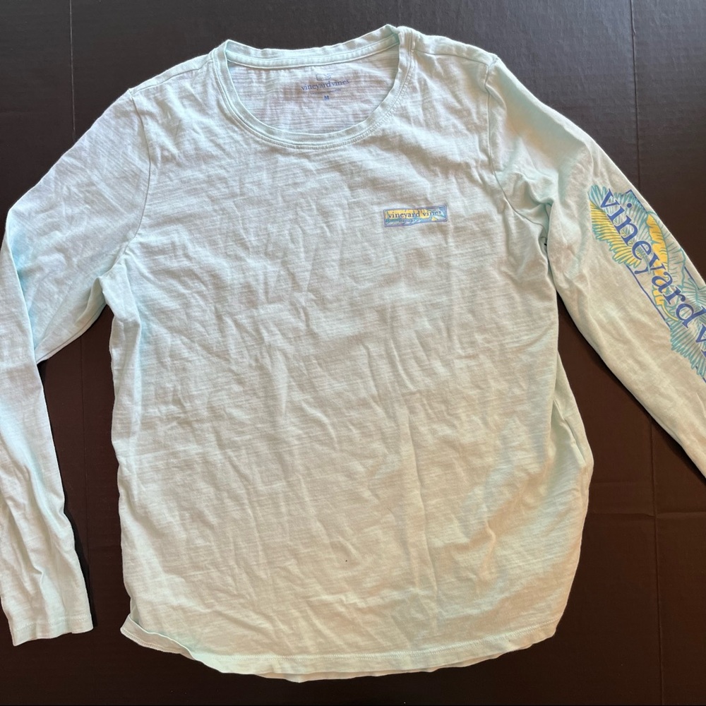 Vineyard Vines Aqua/Turquoise Martha's L/S T-Shirt Women M 2-Side Cape Cod